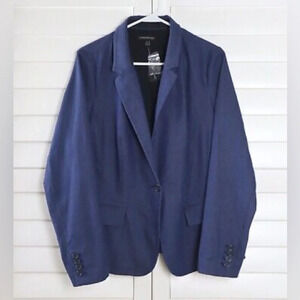 LANE BRYANT NWT Solid Blue Chambray Lined Blazer Jacket Top Size 24